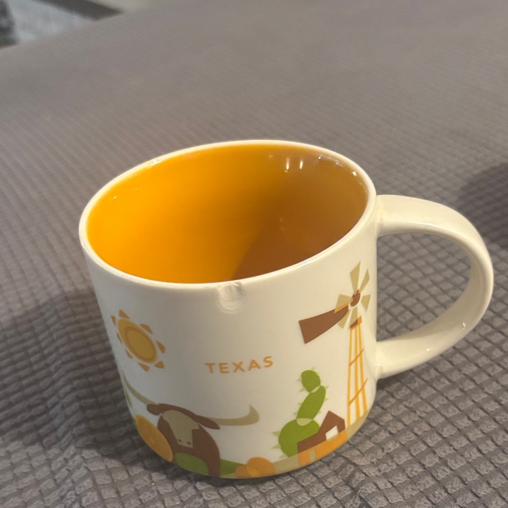 Starbucks Mug with Yellow Interior and Desert Design
